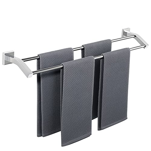 Alise Double Bath Towel Bar, 28" Towel Racks for Bathroom, Polished Chrome | SUS304 Stainless Steel Bathroom Towel Holder, Quick Drying Towel Hanger Towel Rod Wall Mounted - color: Polished Chrome, size: 28-Inch (2-Bars)