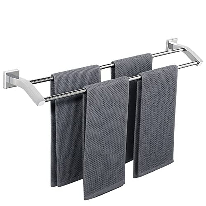 Alise Double Bath Towel Bar, 28" Towel Racks for Bathroom, Polished Chrome | SUS304 Stainless Steel Bathroom Towel Holder, Quick Drying Towel Hanger Towel Rod Wall Mounted - color: Polished Chrome, size: 28-Inch (2-Bars)