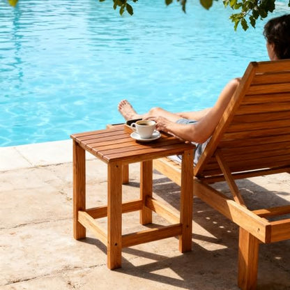 Utoplike Teak Shower Bench Seat with Handles Teak Outdoor Side Table
