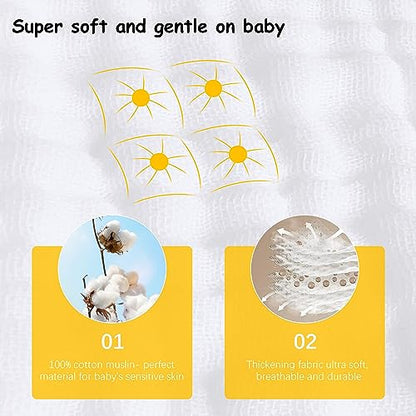Lovely Care 12 Pack Muslin Burp Cloths 100% Cotton Muslin Cloths Large 20''x10'' Extra Soft and Absorbent Baby Burping Cloth - White - color: White, size: 10x20 Inch (Pack of 12)