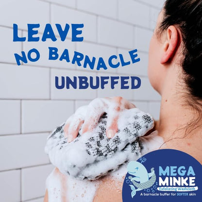Mega Minke Exfoliating Body Scrubber Washcloth for Shower, Gray | Loofah alternative, 39.5x9 inch wash cloth, dead skin remover for hard-to-reach areas, use in shower and bath, rip-resistant