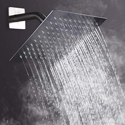 Rain Square Shower Head 8 Inch High Pressure Stainless Steel Water Saving Ultra Thin Waterfall Showerhead Even At Low Water Flow, Adjustable Replacement Showerhead,Chrome