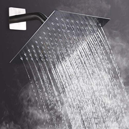 Rain Square Shower Head 8 Inch High Pressure Stainless Steel Water Saving Ultra Thin Waterfall Showerhead Even At Low Water Flow, Adjustable Replacement Showerhead,Chrome