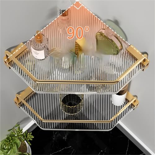 Bathroom Shelves Metal Acrylic Electroplating Wall Hanging Corner Shelf Waterproof Strong Bearing Shower Shelf(B) - color: B