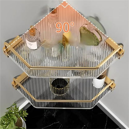 Bathroom Shelves Metal Acrylic Electroplating Wall Hanging Corner Shelf Waterproof Strong Bearing Shower Shelf(B) - color: B