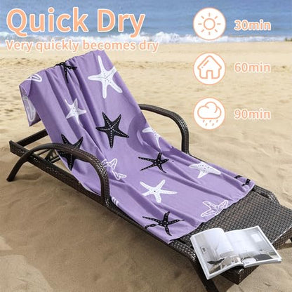 4 Pack Oversized Beach Towels 4 Pack,40”x70” Microfiber Thin Large Beach Towel Set for Adults Travel Camping Swimming,Turtle Starfish Them Sand Free Quick Dry Lightweight XL Pool Towels,Purple - color: Purple, Purple