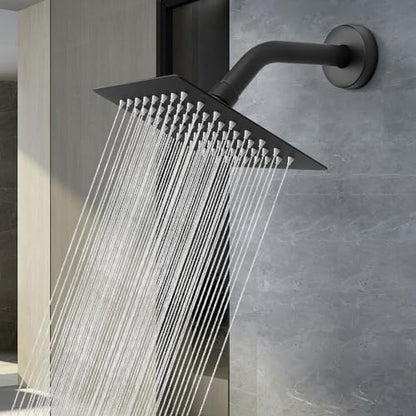 NearMoon Rain Shower Head, High Flow Stainless Steel Square Rainfall Shower, High Pressure Design, Awesome Shower Experience Even At Low Water Flow (6 Inch, Matte Black) - color: Matte Black, size: 6 Inch Square