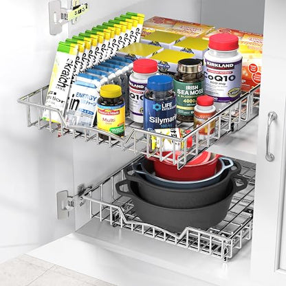Simple Houseware Under Cabinet Pull Out Sliding Shelf Drawer, 21Dx14W | for Kitchen Organizer - size: 21" D x 14" W