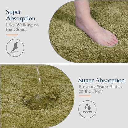 Walensee Bath Rug - Non Slip, Soft Microfiber Shaggy Bath Mat (20 x 32, Olive Green) Water Absorbent, Machine Washable, Thick Plush Shower Mat - color: Olive Green, size: 20" x 32"