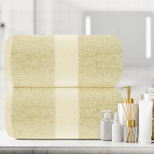 White Classic Luxury Soft Beige Bath Sheet Towels - 650 GSM Cotton Luxury Bath Towels Extra Large 35x70 | Highly Absorbent and Quick Dry | Hotel Collection Extra Large Bath Towels Oversized, 2 Pack - color: 09: Beige