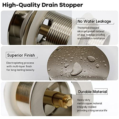 FerdY Pop-up Drain for Freestanding Bathtub, Brushed Nickel Finish, cUPC Certification, Freestanding Bathtub Drain Stopper - color: Brushed Nickel