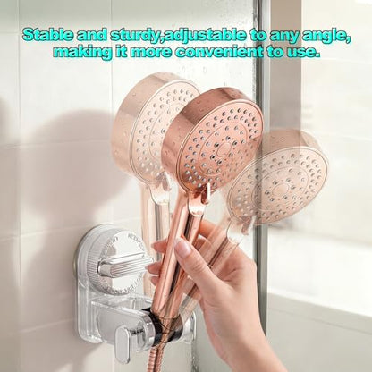Shower Head Holder Suction, White Handheld Shower Handle Bracket, Adjustable Bathroom Wall Mount Wand Holder