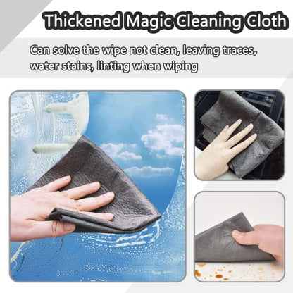 Thickened Magic Cleaning Cloth,Lint Free,11.8 * 11.8in,8 Pcs | Reusable Microfiber Cleaning Rag for Windows,Stainless Steel,Kitchen,Mirror,Glass,Car,Magic Cleaner Towel,Gray - color: Gray