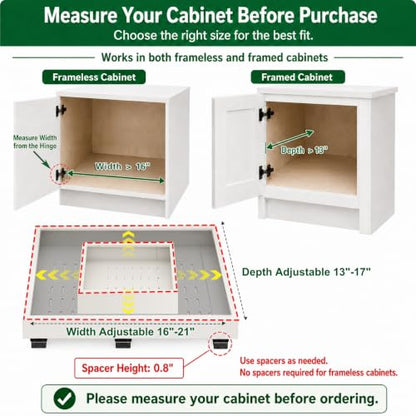 Fokyfok Pull out Cabinet Organizer,Expandable,No Drill,Heavy Duty,Kitchen | 16"-21"Wx13"-17"D,3 Rails,Pull out Drawers,Cabinet Drawers Slide out,Roll out Shelves,Pantry,Bathroom,Adhesive,Adjustable,1PC - size: 16"-21"W X 13"-17"D