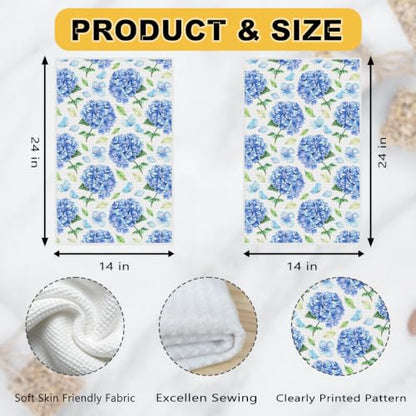 ZHAMEN 2Pcs Hydrangea Kitchen Towels Waffle Soft Dish Hand Towel - color: Multi 1554