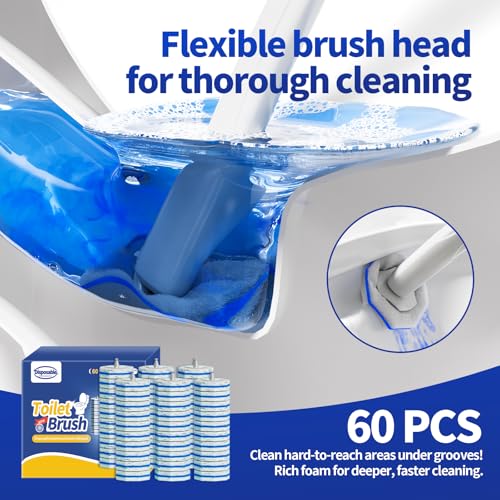 60PCS Toilet Bowl Cleaner Wand Refills Compatible with CLOROX. Disposable Toilet Brush Refills. Bathroom Cleaning. Disposable Toilet Bowl. High-Density Disposable Toilet Brush Scrubber - style: 60 refflls（Without handle）