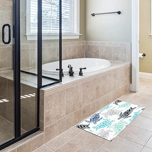 Bath Tub Mat Non Slip Shower Mat Colorful Hand Drawn Sea Turtle Extra Long Bathtub Mat 26.8x15 inches Bathroom Bath Mat with Suction Cups Drain Holes Machine Washable - color: Colorful Hand Drawn Sea Turtle