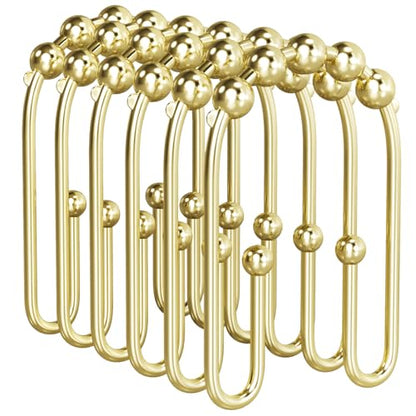 AmazerBath Shower Curtain Hooks Gold Shower Curtain Rings Rust Proof, Double Sided Shower Curtain Hooks for Shower Curtain Liner Smooth Metal Shower Hook Rings for Bathroom,Shower Rod Hooks 12Pcs - color: Gold, style: Modern