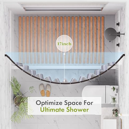 AmazerBath 20-84 Inches Arched Curved Shower Curtain Rod, Heavy Duty Shower Rod Rust Proof Bathroom Curtain Rod, Adjustable Telescoping Design Easy Segmented Installation, Need to Drill, Bronze - color: Bronze