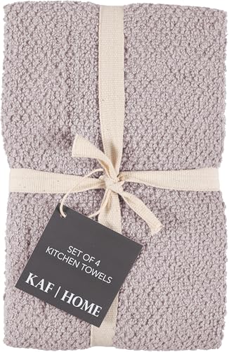 KAF Home Set of 4 Deluxe Popcorn Terry Kitchen Towels | 20 x 30 Inches | 100% Cotton Kitchen Dish Towels (Lilac) - color: Lilac