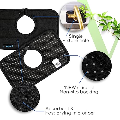 Ternal The Original Sinkmat Drip Catcher & Splash Guard, Faucet Mat for Sinks Absorbent Microfiber, Machine Washable Counter Protector & Drying Mat for Kitchen, Bathroom or RV [Black, Mini, 1 Pack] - size: 9in Mini