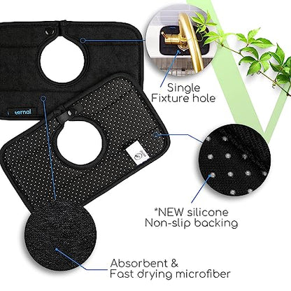 Ternal The Original Sinkmat Drip Catcher & Splash Guard, Faucet Mat for Sinks Absorbent Microfiber, Machine Washable Counter Protector & Drying Mat for Kitchen, Bathroom or RV [Black, Mini, 1 Pack] - size: 9in Mini