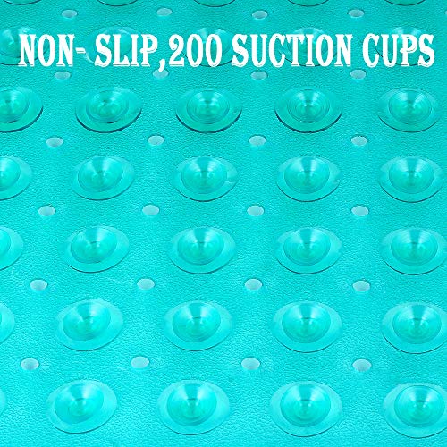 YINENN Bath and Shower Safety Mats 40x16 inch, Non Slip with Suction Cups for Bathroom Stall and Tub Floor, Extra Large and Machine Washable, Drain Holes Keep Bathtub Clean, Green - color: Green