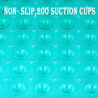 YINENN Bath and Shower Safety Mats 40x16 inch, Non Slip with Suction Cups for Bathroom Stall and Tub Floor, Extra Large and Machine Washable, Drain Holes Keep Bathtub Clean, Green - color: Green