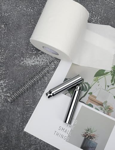 2 Pcs Toilet Paper Holder Roller Replacement Stainless Steel Adjustable Toilet Tissue Roll Spring Rod Replacement Spindle Fit for Bathroom Tissue Holder, Chrome - color: Chrome+2pcs