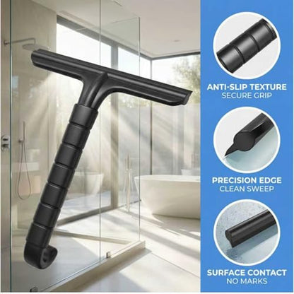 Shower Squeegee for Glass Doors - 8" Wide Silicone Blade, All-Purpose Bathroom Squeegee for Shower Glass, Tile Walls & Windows, Streak-Free Cleaner with Ergonomic Non-Slip Handle