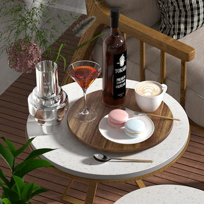 Lazy Susan for Table Top Bamboo Lazy Susan Turntable for Cabinet Kitchen Countertop Organizer for Condiment Bathroom Counter Organizer Decor Sink Tray Acacia Wood 13.2 Inch