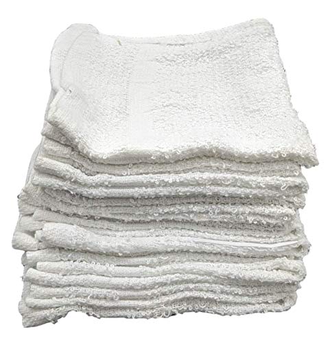 White Cotton Value Washcloths, 12 x 12 in, 12 Pack | Lightweight cotton cloths for painting, staining, crafts, garage, kitchen, bath or utility cleanup; 1.00 oz ea - size: 3/4 LB Per Dozen