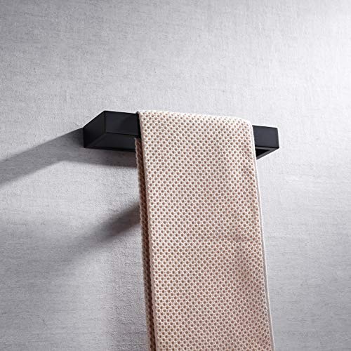 Miyili Matte Black Hand Towel Ring SUS 304 Stainless Steel Bath Towel Holder Contemporary Style Wall Mount, D03B26 - color: Matte Black