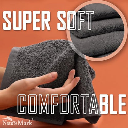 Set of 10 Washcloths Made of 100% Cotton - Soft and Absorbent Face and Hand Towels - Practical for Bathroom and Kitchen - 12 x 12 in, Grey - color: Anthrazit