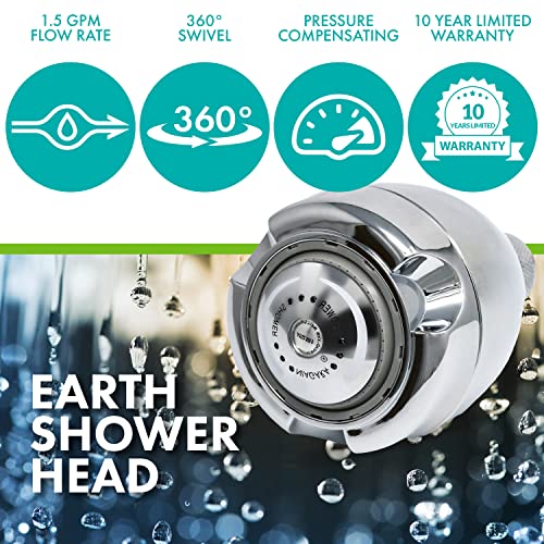 Niagara Conservation N2915CH Earth Spa 3-Spray with 1.5 GPM 2.7-in. Wall Mount Adjustable Fixed Shower Head in Chrome, 1-Pack | Bathroom Shower Head Sprayer with Pressure Compensation Technology - color: Chrome, size: 1.5 GPM