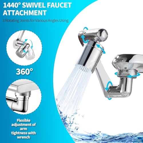 U Shape Faucet Extender - 360° Rotatable Universal Faucet Aerator, 2 Water Modes, Suitable for Bathroom Sink & Kitchen Sink, Easy Install