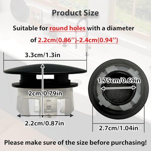2 Pcs Sink Overflow Covers,2-Layer Sink Copper Over Flow Rings,Bathroom Basin Insert in Hole Round Caps Replacement Dual Layer Overflow Cover Rings for Sink,Bathroom,Kitchen(Black) - color: Black