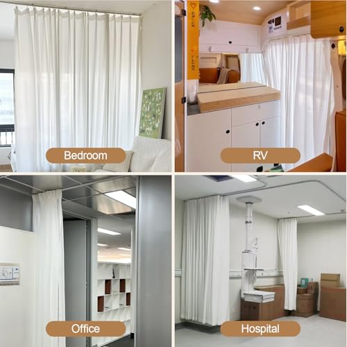 Flexible Ceiling Curtain Track 9.8Ft / 3M, Bendable Curtain Track Ceiling Mount with Smooth Sliding System, Durable Curtain Rail Ceiling Track for Room Divider, RV, Shower, Office, White