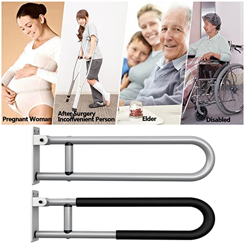 Bathroom Handicap Grab Bars Rails Foldable Toilet Safety Handrail 23.6 Inch Hand Support Rail Wall Mounted Bath Grips for Disabled Elderly Pregnant Woman Senior,with