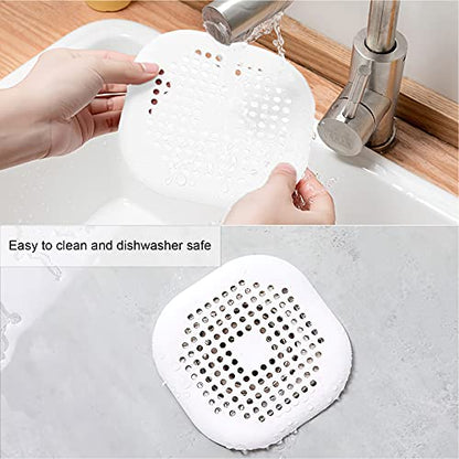 2 Pieces Shower Drain Hair Catcher Bathtub Stopper Home Drain Protectors Drain Cover with Sucker Water Trap Sink Cover for Bathroom Bathtub and Kitchen (White,White) - color: White,white