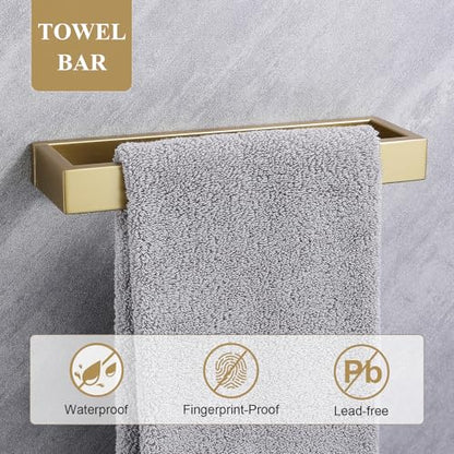 Brushed Gold Bathroom Accessories, Toilet Paper Holder, Towel Bar and Hook | Lairuier 3 Pieces Bathroom Hardware Set, SUS304 Stainless Steel Towel Holder Set Toilet Paper Holder Robe Hook Wall Mounted - color: Brushed Gold