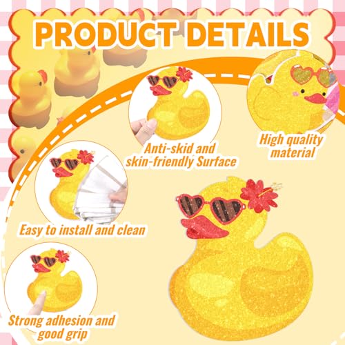 Yaomiao 24 Pcs Duck Bathtub Non Slip Stickers Bathroom Tubs Anti Slip Decal | Shiny, Sparkle, Glitter, Peva, 4.53inch, Easy Apply, Scraper, No Residue, for Shower Stairs Floor, Cute, Safety,Grip - style: Duck