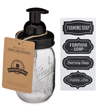 Mason Jar Foaming Soap Dispenser - Black - with 16 Ounce Ball Mason Jar - One Pack! - color: Ball Jar, Black, size: 1 Pack
