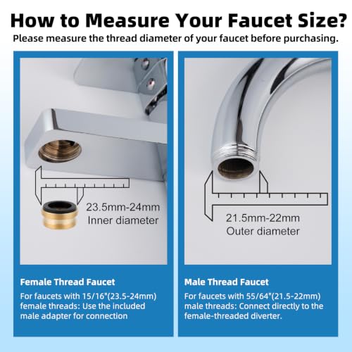 Hibbent Sink Faucet Hose Sprayer Attachment with 10 Adapters - Dual Function Handheld Bidet, Rinser & Shower Head - for Feminine Hygiene, Baby Diaper Cleaning & Pet Bathing