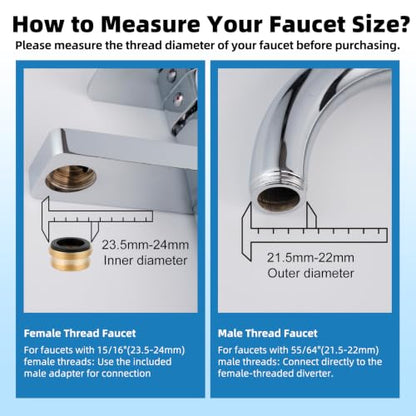 Hibbent Sink Faucet Hose Sprayer Attachment with 10 Adapters - Dual Function Handheld Bidet, Rinser & Shower Head - for Feminine Hygiene, Baby Diaper Cleaning & Pet Bathing
