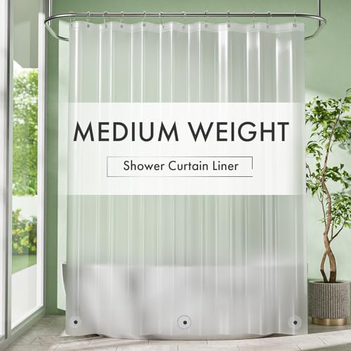 Frosted Shower Curtain Liner, 72x84 Plastic Shower Liner PEVA Medium Weight Inside Shower Curtain for Bathroom with Rustproof Grommets - color: Frosted, size: 72"W x 84"L (Pack of 1)
