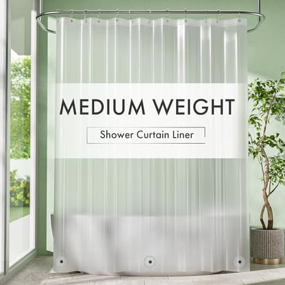 Frosted Shower Curtain Liner, 72x84 Plastic Shower Liner PEVA Medium Weight Inside Shower Curtain for Bathroom with Rustproof Grommets - color: Frosted, size: 72"W x 84"L (Pack of 1)