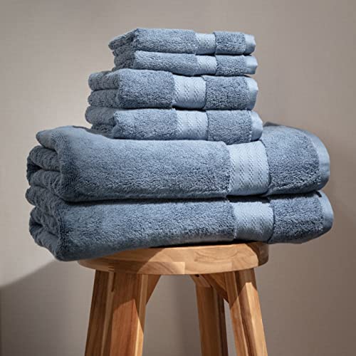 100% Organic Cotton Bath Towel Set | Bathroom Luxury Towel Set of 6 | GOTS Certified | Hotel Premium Towels | 700 GSM | 2 Bath Towel 30 x 56 | 2 Hand Towel 16 x 30 | 2 Wash Cloth 13 x 13 | Dark Blue - color: Dark Blue, size: 6-Piece Towel Set