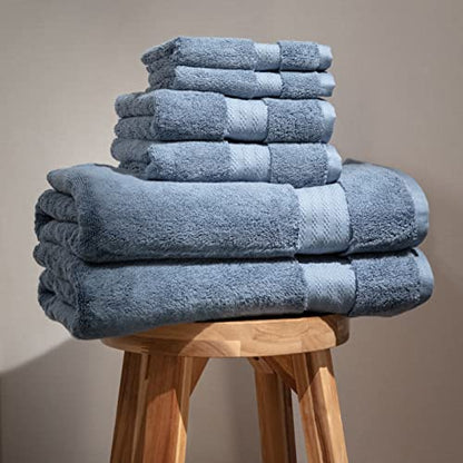 100% Organic Cotton Bath Towel Set | Bathroom Luxury Towel Set of 6 | GOTS Certified | Hotel Premium Towels | 700 GSM | 2 Bath Towel 30 x 56 | 2 Hand Towel 16 x 30 | 2 Wash Cloth 13 x 13 | Dark Blue - color: Dark Blue, size: 6-Piece Towel Set
