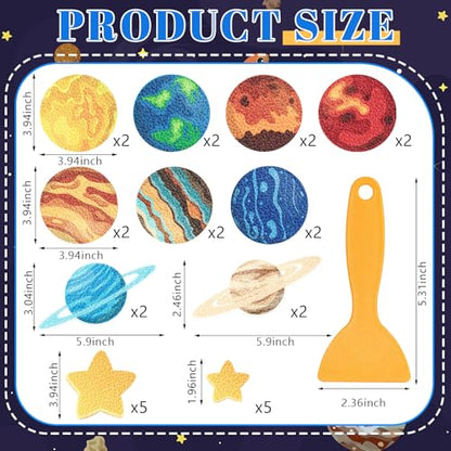 Fullhawl 30 Pcs Planet Non Slip Shower Stickers, Bathtub Safety | 30 Pack Planet Design, Textured Grip Surface, Easy Peel & Stick Setup, Adds Safety to Kids' Bathroom - style: Planet
